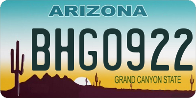 AZ license plate BHG0922