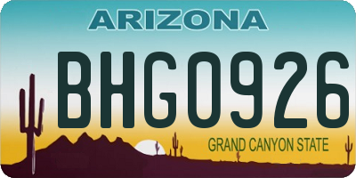 AZ license plate BHG0926