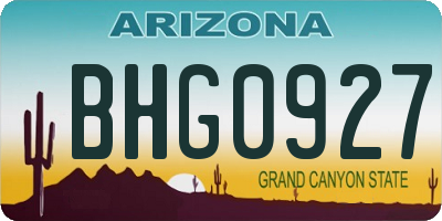 AZ license plate BHG0927