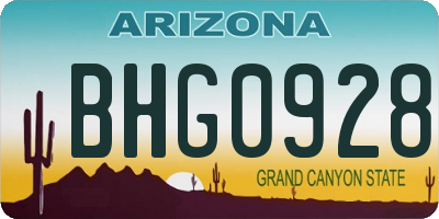 AZ license plate BHG0928