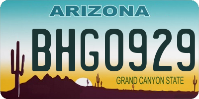 AZ license plate BHG0929