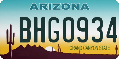 AZ license plate BHG0934