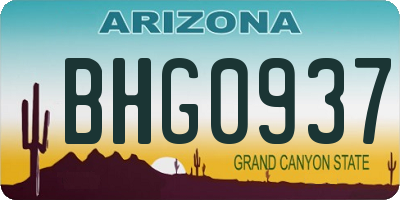 AZ license plate BHG0937