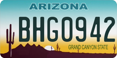 AZ license plate BHG0942