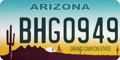 AZ license plate BHG0949