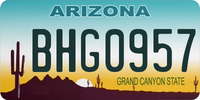 AZ license plate BHG0957