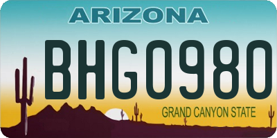 AZ license plate BHG0980