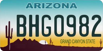 AZ license plate BHG0982