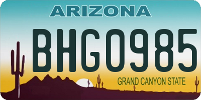 AZ license plate BHG0985