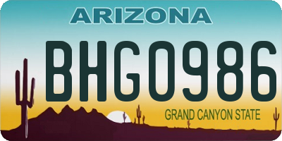 AZ license plate BHG0986