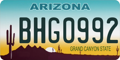 AZ license plate BHG0992