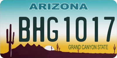 AZ license plate BHG1017