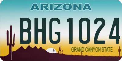 AZ license plate BHG1024