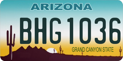 AZ license plate BHG1036
