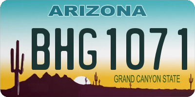 AZ license plate BHG1071