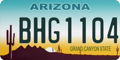 AZ license plate BHG1104