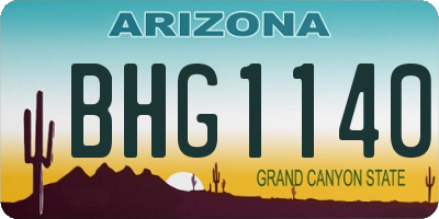 AZ license plate BHG1140