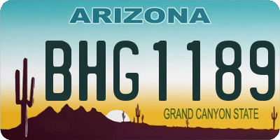 AZ license plate BHG1189