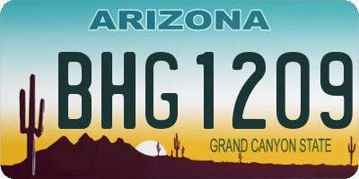 AZ license plate BHG1209