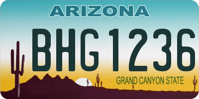 AZ license plate BHG1236