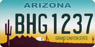 AZ license plate BHG1237