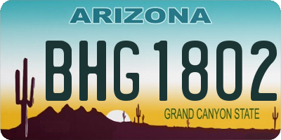 AZ license plate BHG1802