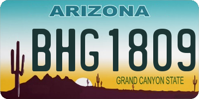 AZ license plate BHG1809