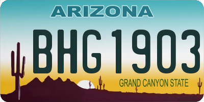 AZ license plate BHG1903