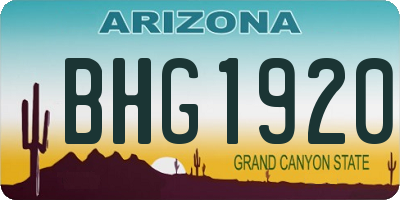 AZ license plate BHG1920
