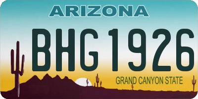 AZ license plate BHG1926