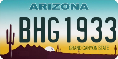 AZ license plate BHG1933
