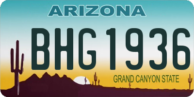 AZ license plate BHG1936
