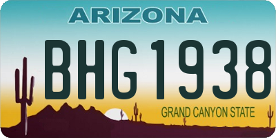 AZ license plate BHG1938