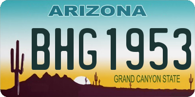 AZ license plate BHG1953