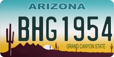 AZ license plate BHG1954