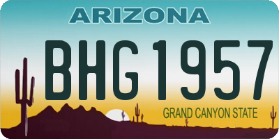 AZ license plate BHG1957