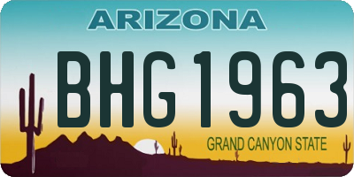 AZ license plate BHG1963