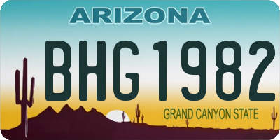 AZ license plate BHG1982