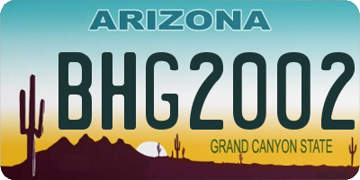 AZ license plate BHG2002
