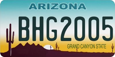 AZ license plate BHG2005