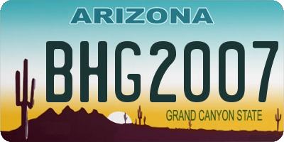 AZ license plate BHG2007