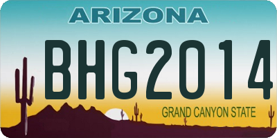 AZ license plate BHG2014