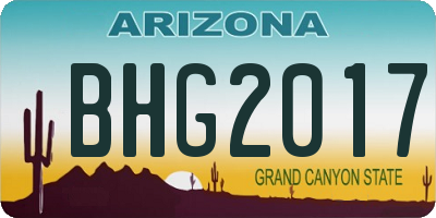 AZ license plate BHG2017