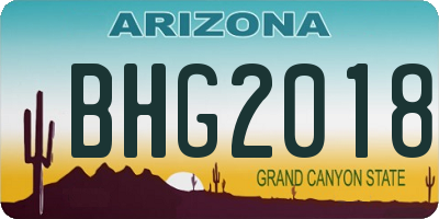 AZ license plate BHG2018