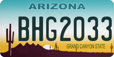 AZ license plate BHG2033