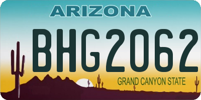 AZ license plate BHG2062