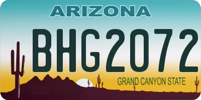 AZ license plate BHG2072