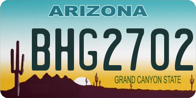 AZ license plate BHG2702