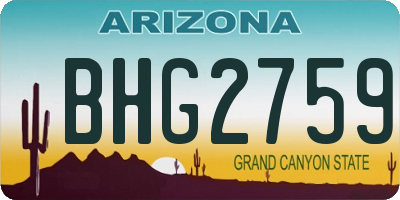 AZ license plate BHG2759