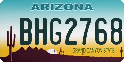 AZ license plate BHG2768